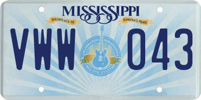 MS license plate VWW043