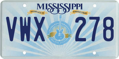 MS license plate VWX278