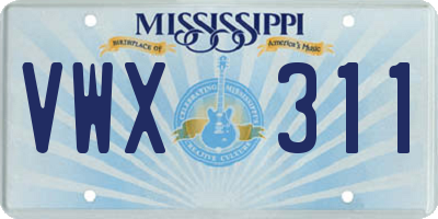MS license plate VWX311