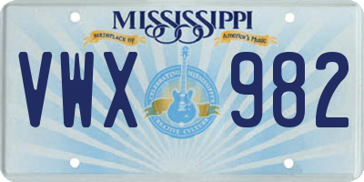 MS license plate VWX982