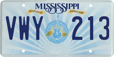 MS license plate VWY213