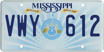 MS license plate VWY612