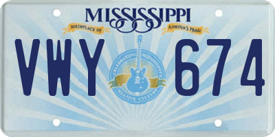 MS license plate VWY674