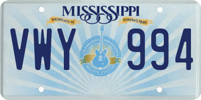 MS license plate VWY994