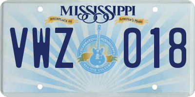 MS license plate VWZ018