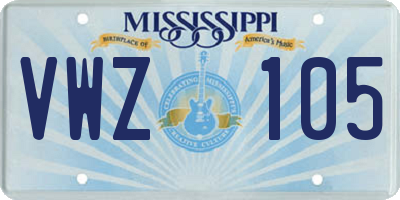 MS license plate VWZ105