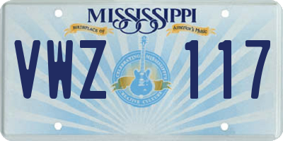 MS license plate VWZ117