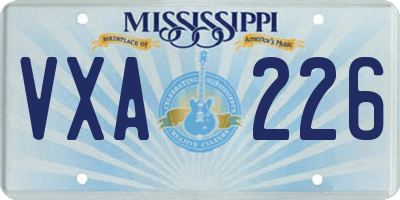 MS license plate VXA226