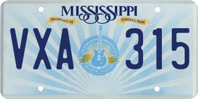 MS license plate VXA315