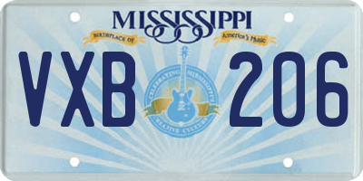 MS license plate VXB206