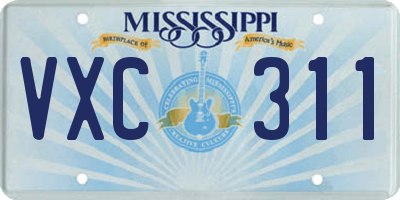 MS license plate VXC311