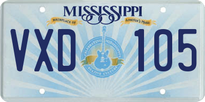 MS license plate VXD105