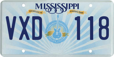 MS license plate VXD118