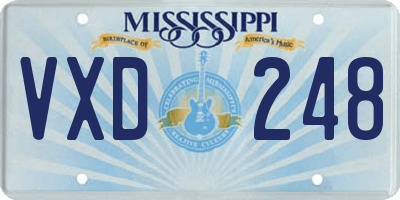MS license plate VXD248