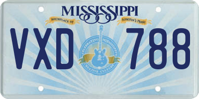 MS license plate VXD788
