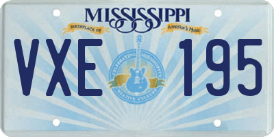 MS license plate VXE195