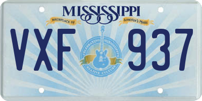 MS license plate VXF937