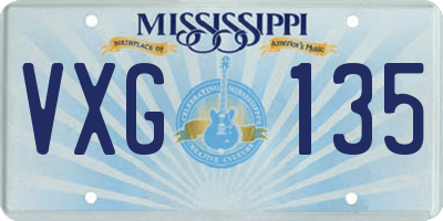MS license plate VXG135