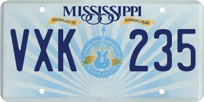 MS license plate VXK235