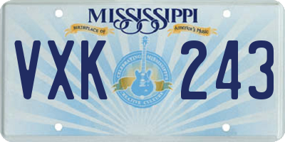 MS license plate VXK243