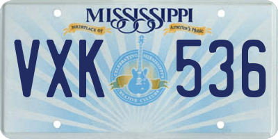 MS license plate VXK536