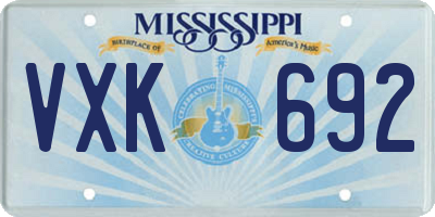 MS license plate VXK692