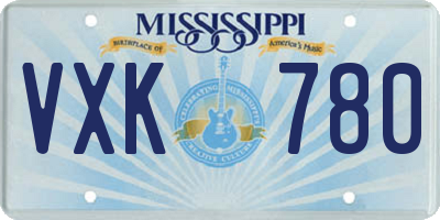 MS license plate VXK780