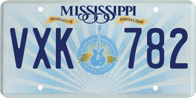 MS license plate VXK782