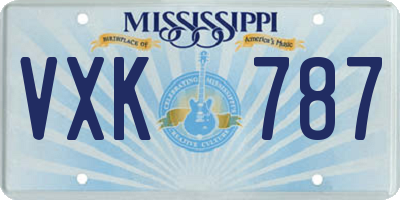 MS license plate VXK787