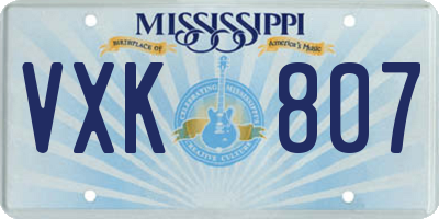 MS license plate VXK807