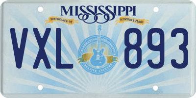 MS license plate VXL893