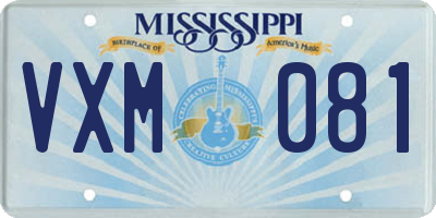 MS license plate VXM081