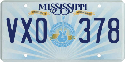 MS license plate VXO378