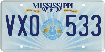 MS license plate VXO533
