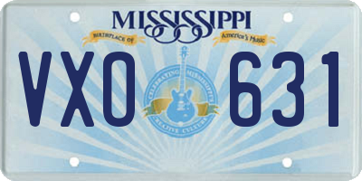 MS license plate VXO631