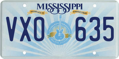 MS license plate VXO635