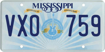 MS license plate VXO759