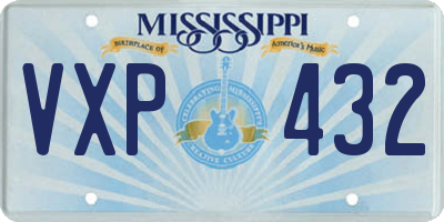 MS license plate VXP432