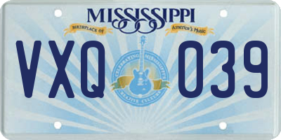 MS license plate VXQ039