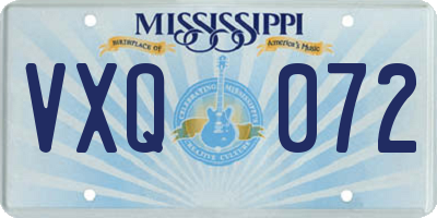 MS license plate VXQ072