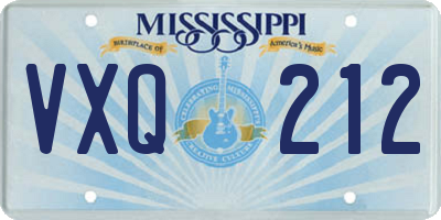 MS license plate VXQ212