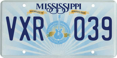 MS license plate VXR039