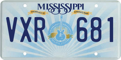 MS license plate VXR681