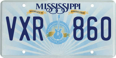 MS license plate VXR860