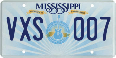 MS license plate VXS007