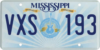 MS license plate VXS193