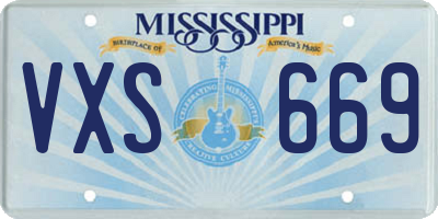 MS license plate VXS669