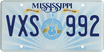 MS license plate VXS992