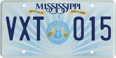 MS license plate VXT015