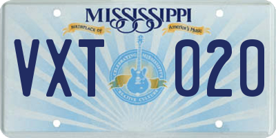 MS license plate VXT020